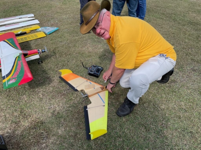 Don preparing his reliable flying wing